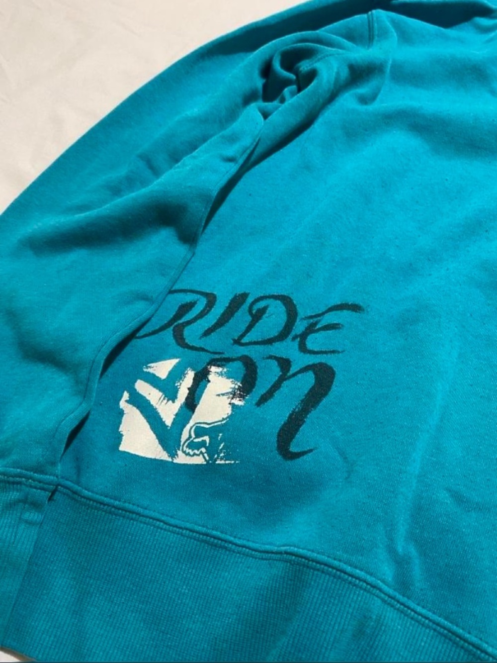 Fox Teal Hoodie Jacket with Brown Sherpa Hood Lining - Picture 5 of 6